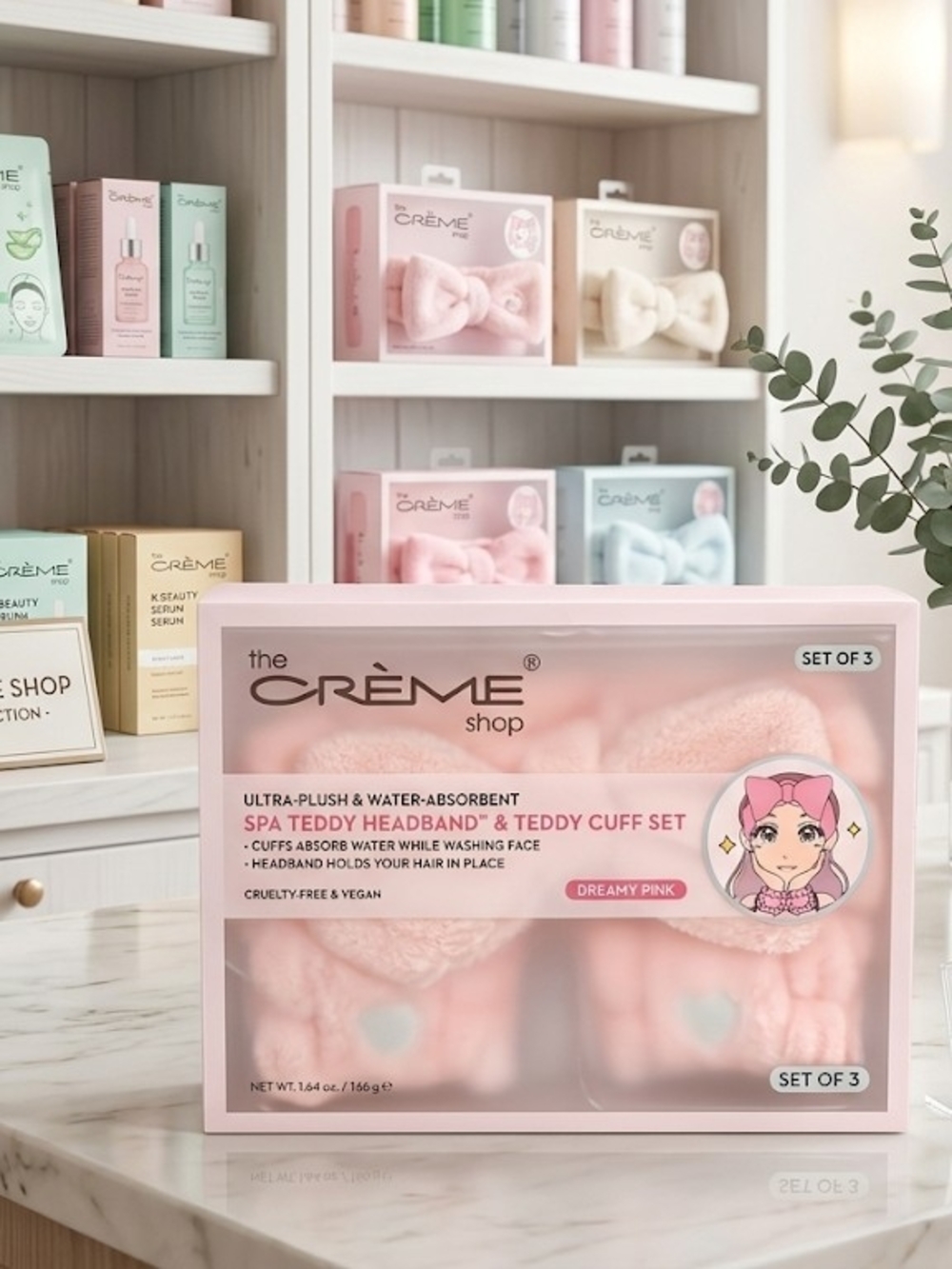 Créme Shop Dreamy Pink Teddy Headband & Cuff Set-NIB!